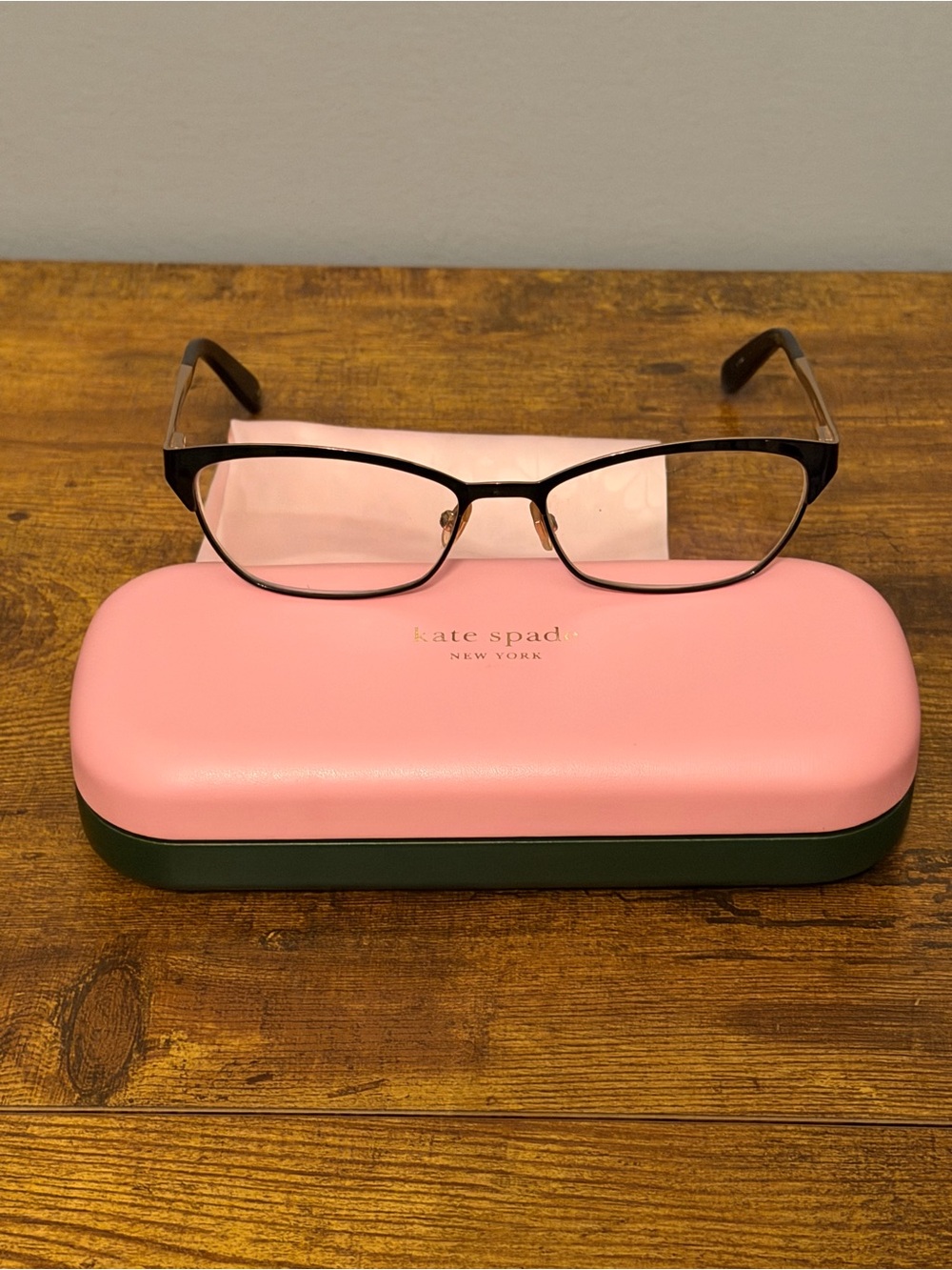 Kate Spade Leticia Eyeglasses Black Gold Cat Eye Polka Dot 52-16-135 Case Cloth